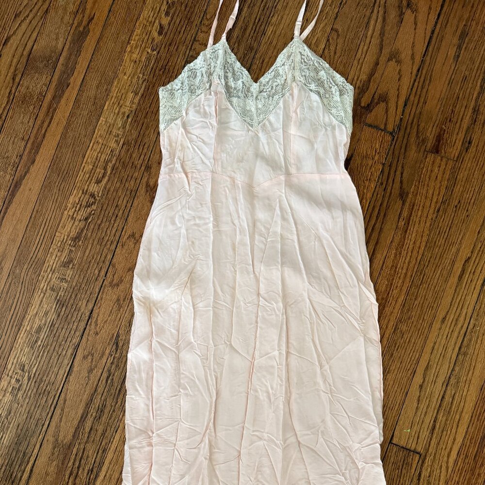 indi sleeze lace slip dress rayon baby pink midi bias grunge goth